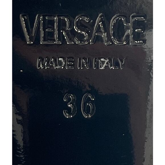 S8 VERSACE $1,450 Platform Tempest Wedge Heels Calf Leather Purple IT36/US6 - Picture 6 of 8